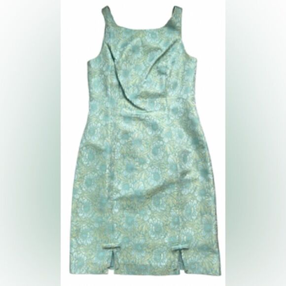 Carmen Marc Valvo Aqua Floral Dress - Picture 2 of 4